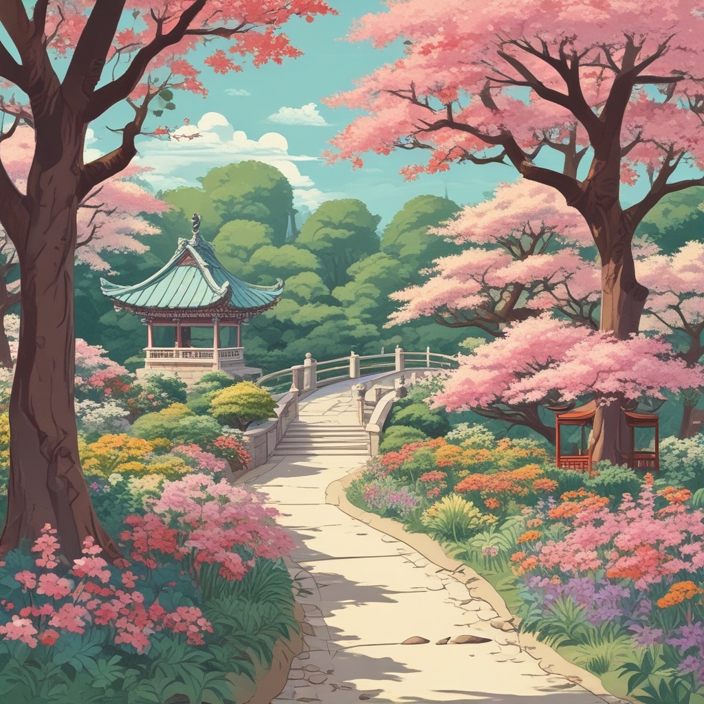 日本の庭園のイラスト